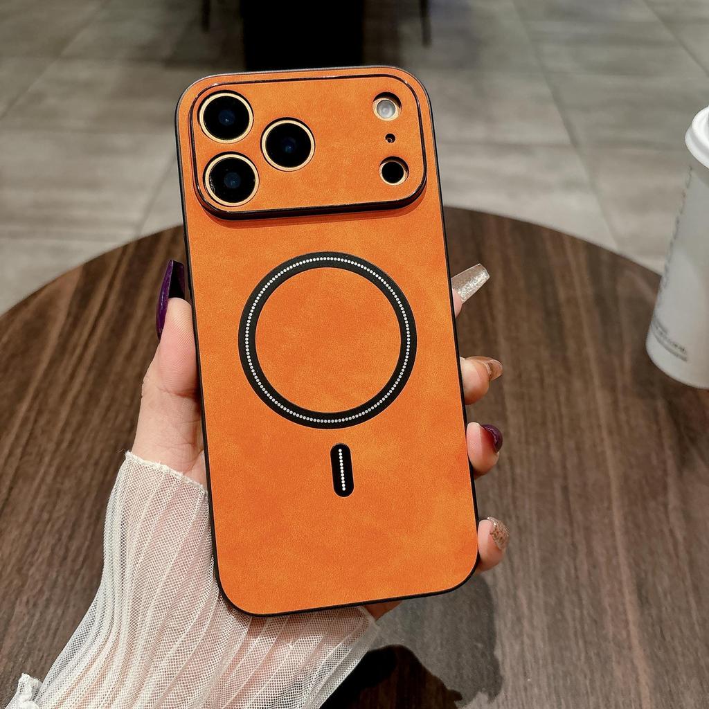 Magnetic Lambskin Protective Case for iPhone 17 Pro Max