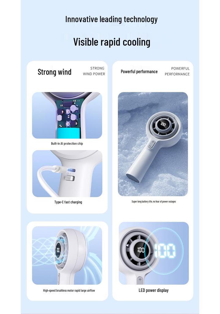 2026 High-Speed Rechargeable Mini Portable Fan with Powerful Wind