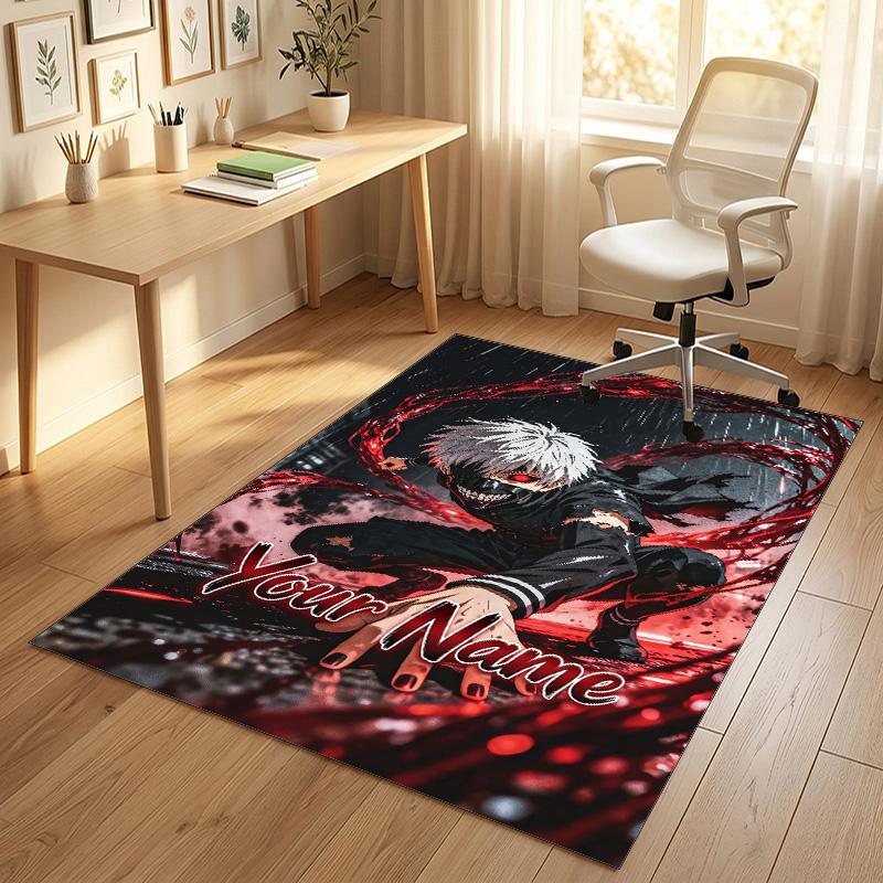 Personalized Crystal Velvet Carpet,Tokyo Ghoul Custom Printed Name, Plush Area Rug For Home Indoor Decor