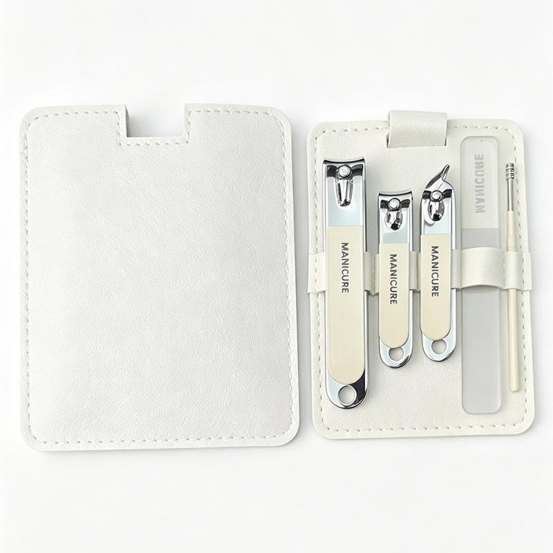 5Pcs Professional Manicure And Pedicure Kit Includes Nail Clipper Nail File And Ear Pick Portable Storage Case Tool