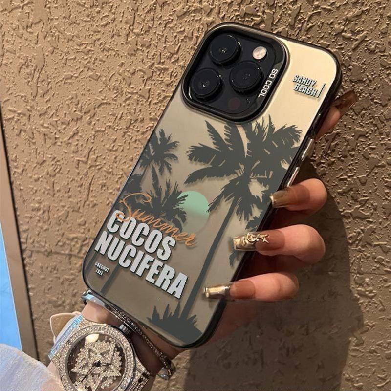 Coconut Tree Laser Case for iPhone 15 Pro, 14/13, 12, 11, Xs Max, Xr, Hard ProMax, Tide Edition.