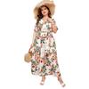 Brazil's hot-selling large-size loose V-neck dress women's elastic waist short-sleeved printed long skirt