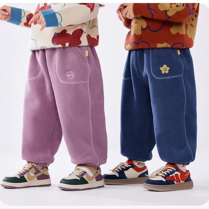 Children's Fleece One-Piece Winter Pants: Boys' Knitted Long Pants & Girls' Warm Casual Pants