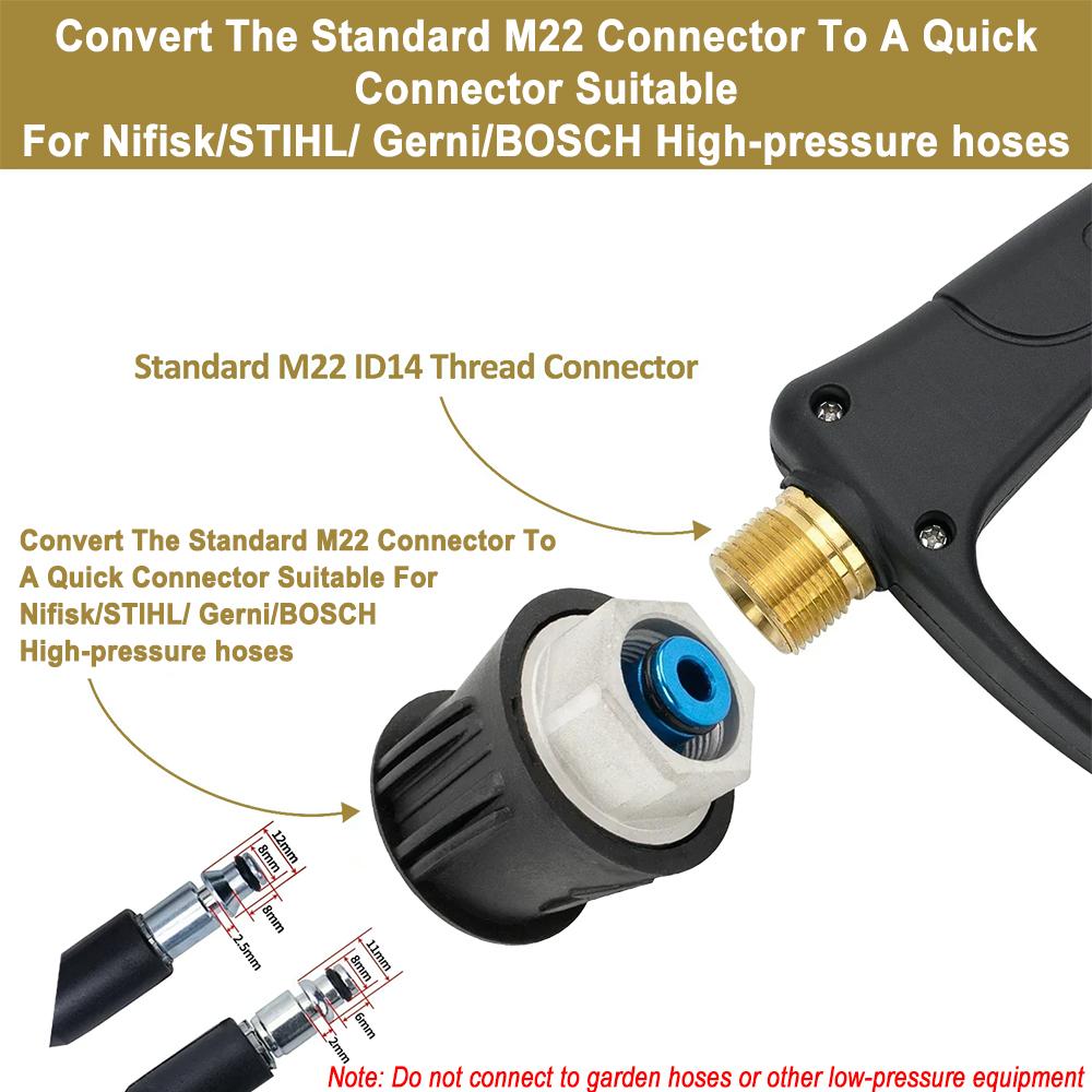 Professional High Pressure Washer Gun + Aluminum Alloy Foam Lance Kit, Leak-Free Bosch Adapter for Pressure Washers