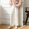 145cm Petite High-Waisted Thick Plush Warm Loose Slimming Wide-Leg Pants for Women