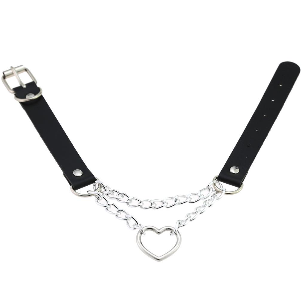 Pastelově gothický choker srdíčkový obojek pro dívku cosplay Harajuku náhrdelník krční pásek choker Kawaii růžové estetické doplňky