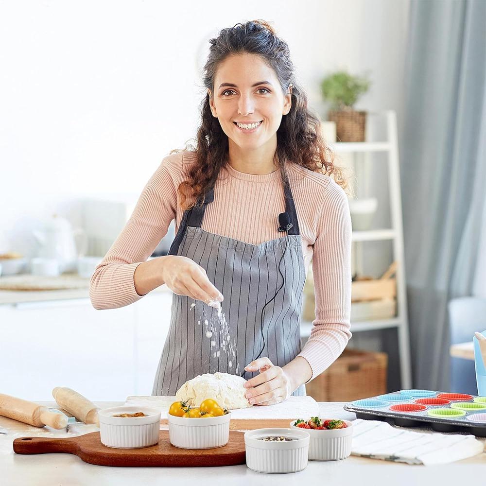 6pcs 8 Oz Ramekin with Lid Pudding Cup Multifunctional Dessert Cup Custard