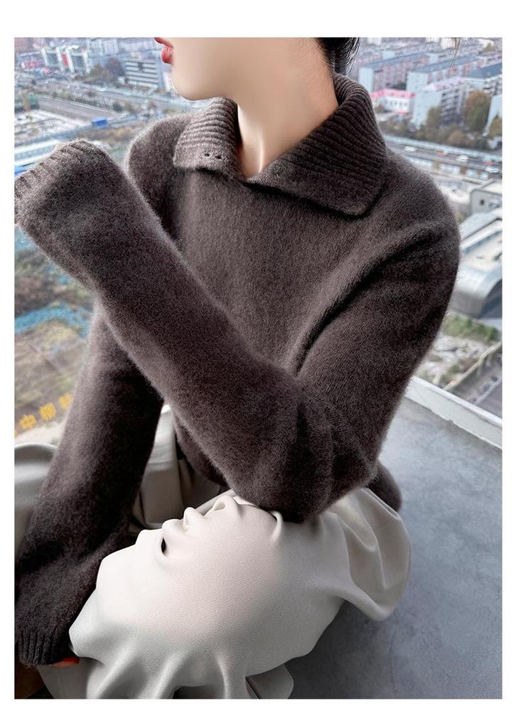 Women's Pure Wool Cashmere High Neck Pullover - Autumn/Winter Warm Long Sleeve Sweater