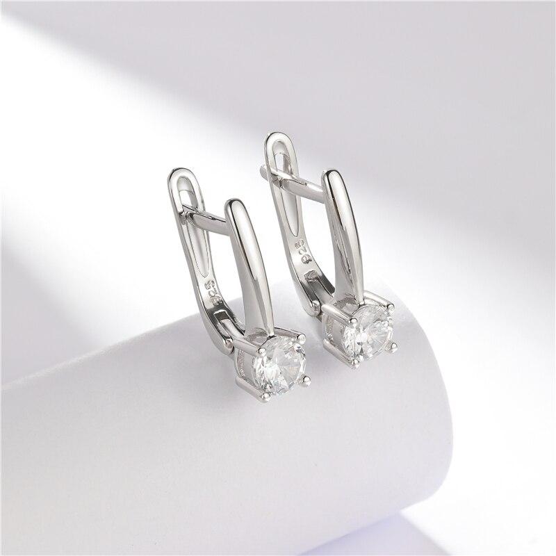 925 Sterling Silver Clip Earrings For Women Clear Zircon Gemstone Earrings Trend Solitaire Wedding Engagement Fine Jewelry