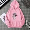 Winter Trend Simple Printed Hoodie Women's Top Fashion Women 100% Pure Cotton Black Loose and Comfortable