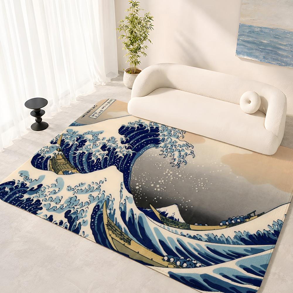 H-Hokusai O-Ohara K-Koson Floor Mat Floor Mat Soft Flannel Non-Slip Door Rug for Living Room
