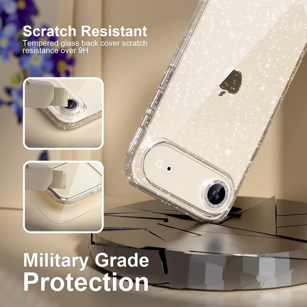 Tempered Glass Screen Protector Diamond Camera Lens Protection Glitter Case Cover For iPhone Air 17 Pro Max 16E 16 E 15 Plus 14 13 Mini 12 11 iPhone17