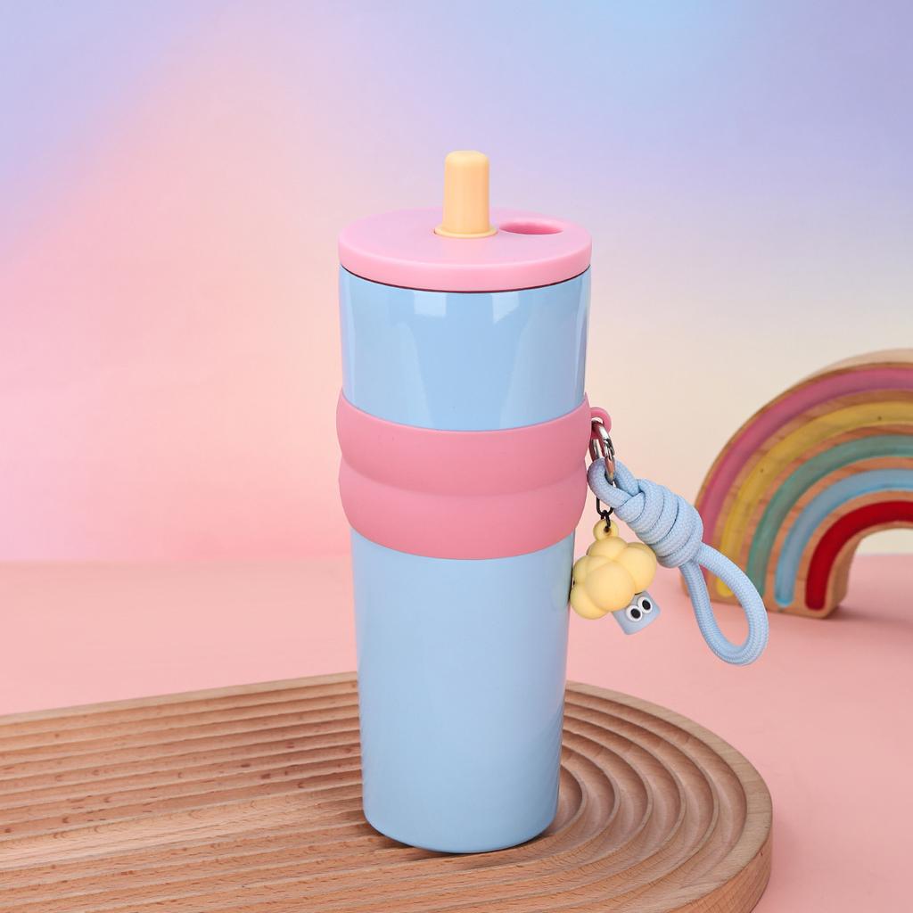 New Creative High Appearance Level Stainless Steel Thermos Cup Portable Rope Portable Car Cup Outdoor Straw Ice Bully Cup