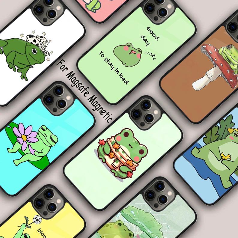 Kawaii Cute Frog Magnetic Phone Case For APPLE iPhone 17 Air 16 14 13 12 Pro Max 15 Plus Wireless Charge With MagSafe Cover