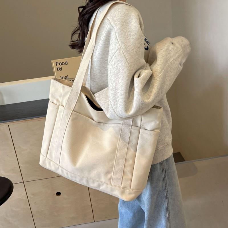 New Cross-border Canvas Large-capacity Shoulder Bag All-matching Commuter Student Class Handbag Casual Tote