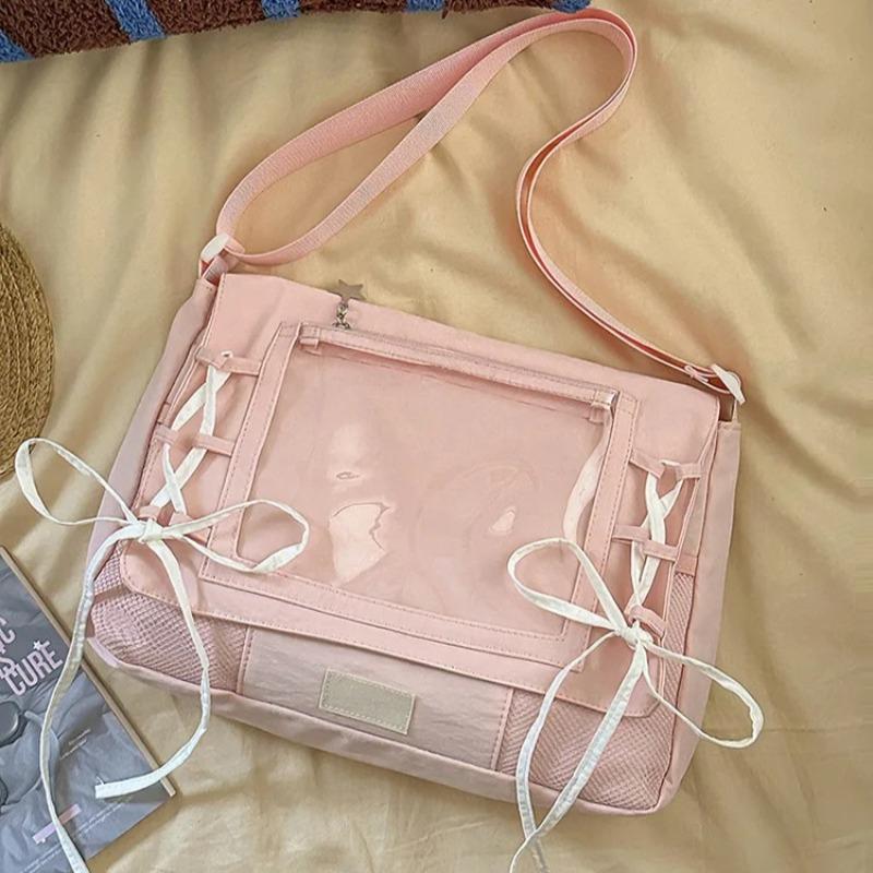 Transparent Ita Bag Shoulder Crossbody Bags School Student Bolsos mujer Bandage Bow Bolsa Square Bolsas Lolita Cute Sac Femme