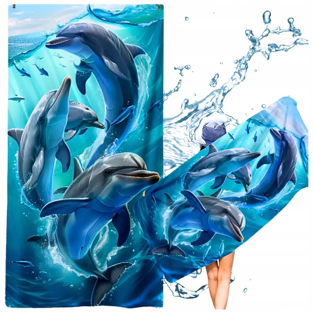 Microfiber Beach Towel Dolphins Quick-Drying 3D 150X75 Cm