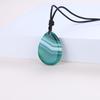 Line Green Agate Lucky Charm Teardrop Necklace for Women [KOAI]
