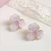 Süße Romantische Farbverlauf Kirschblüten Rosa Gebrochener Diamant Kristall Drei-Blatt-Blume Ohrstecker für Damen Piercing Schmuck