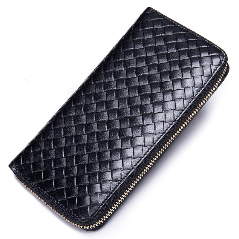 Plaid Leather Purse Zipper Large Capacity Coin Grab Bag Korean Temperament Men's and Women's Bag