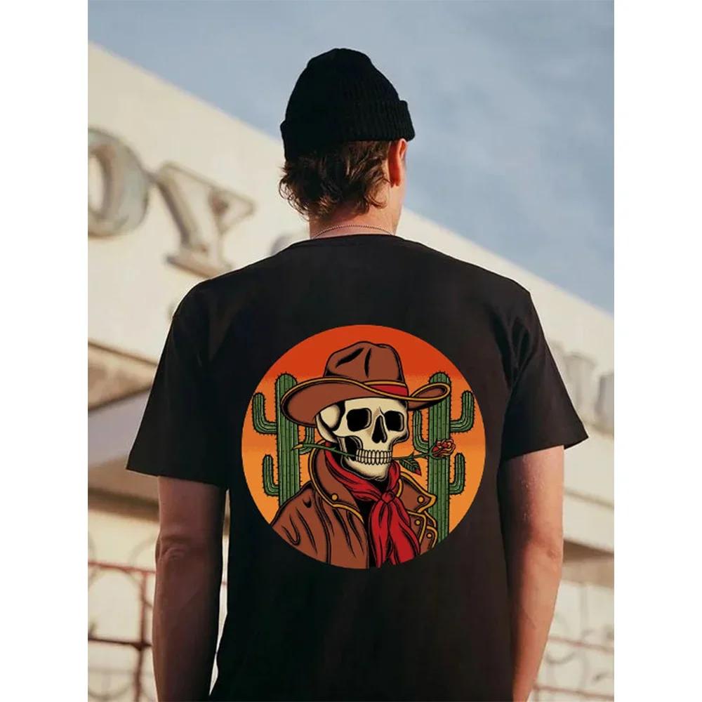 Men Cotton T-Shirt Short Sleeve Denim Graphic Apparel Harajuku Streetwear ONeck Tshirts Oversized Summer Men Tee Cowboy Clothing