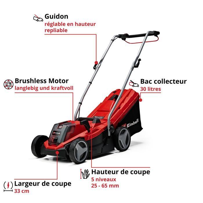 Einhell Tondeuse à gazon sans fil GE-CM 18/33 Li Solo PXC (18V, 200m²) Livré sans Batterie ni Chargeur