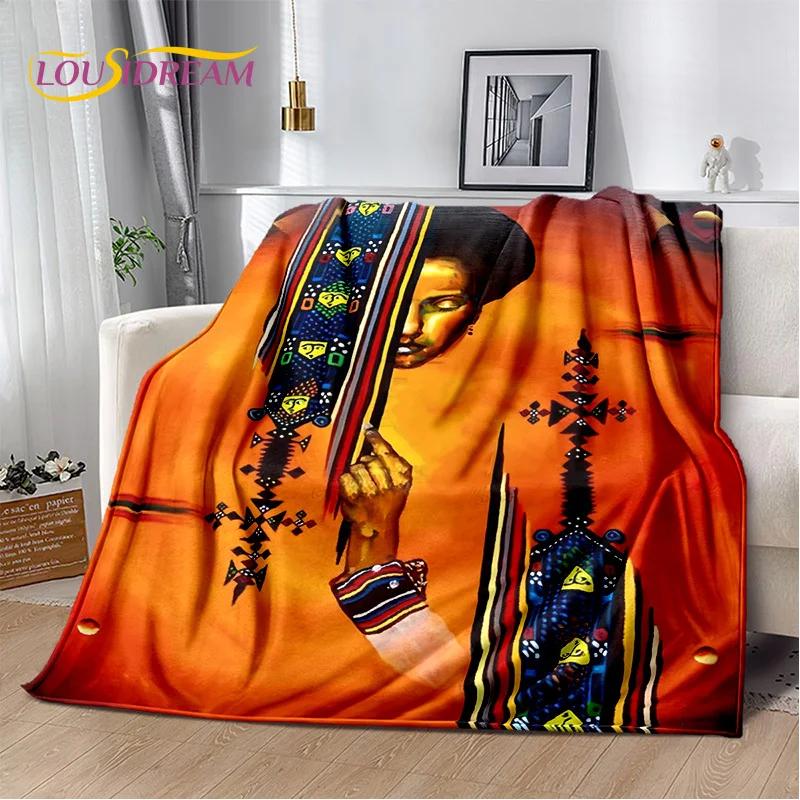 Classics Cartoon Africa Ethiopian Painting Art Blanket,Soft Throw Blanket for Home Bedroom Bed Sofa Picnic Office Travel Cover