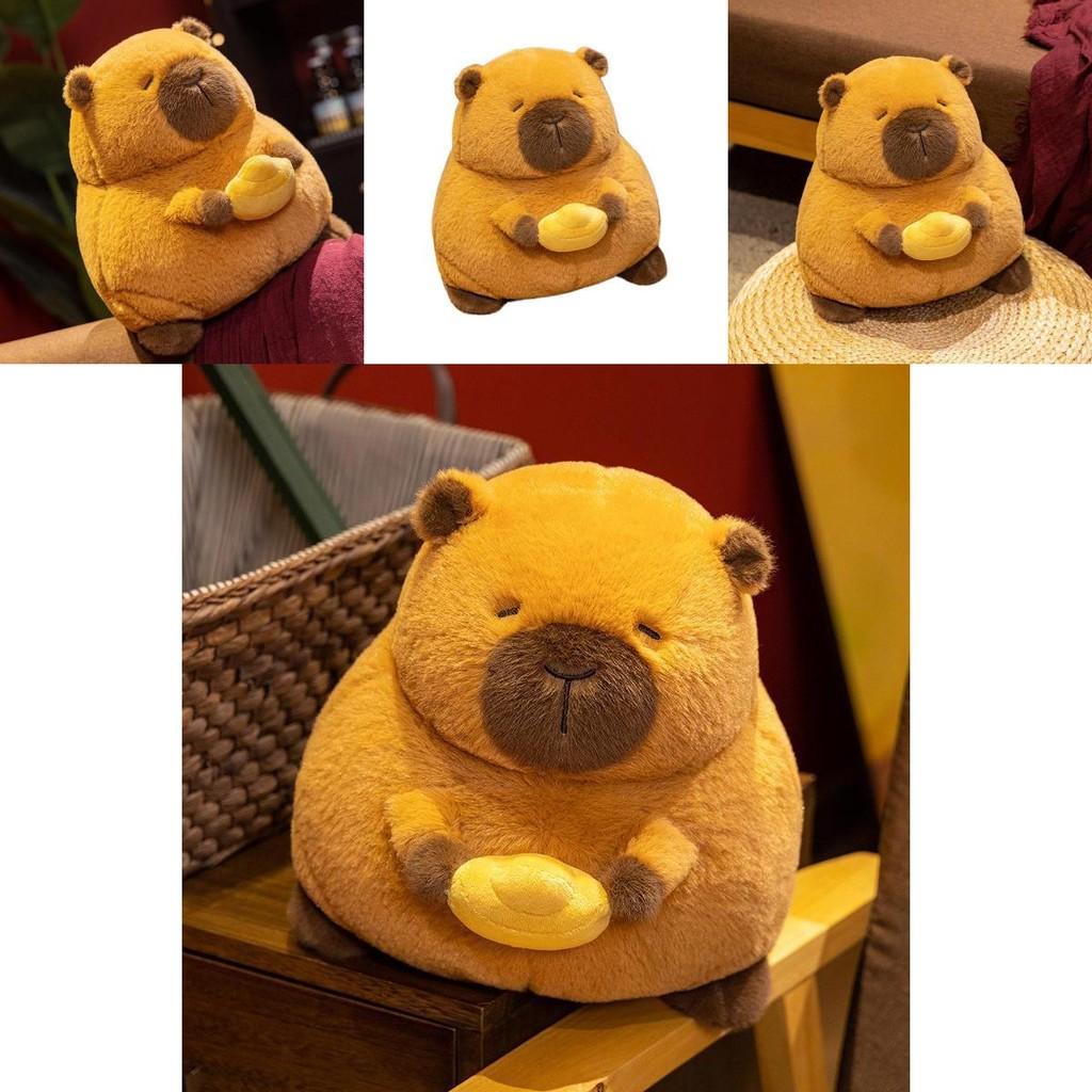 Adorable Capybara Plush Toy In Golden Ingot Design Perfect For Kids Birthday Gifts