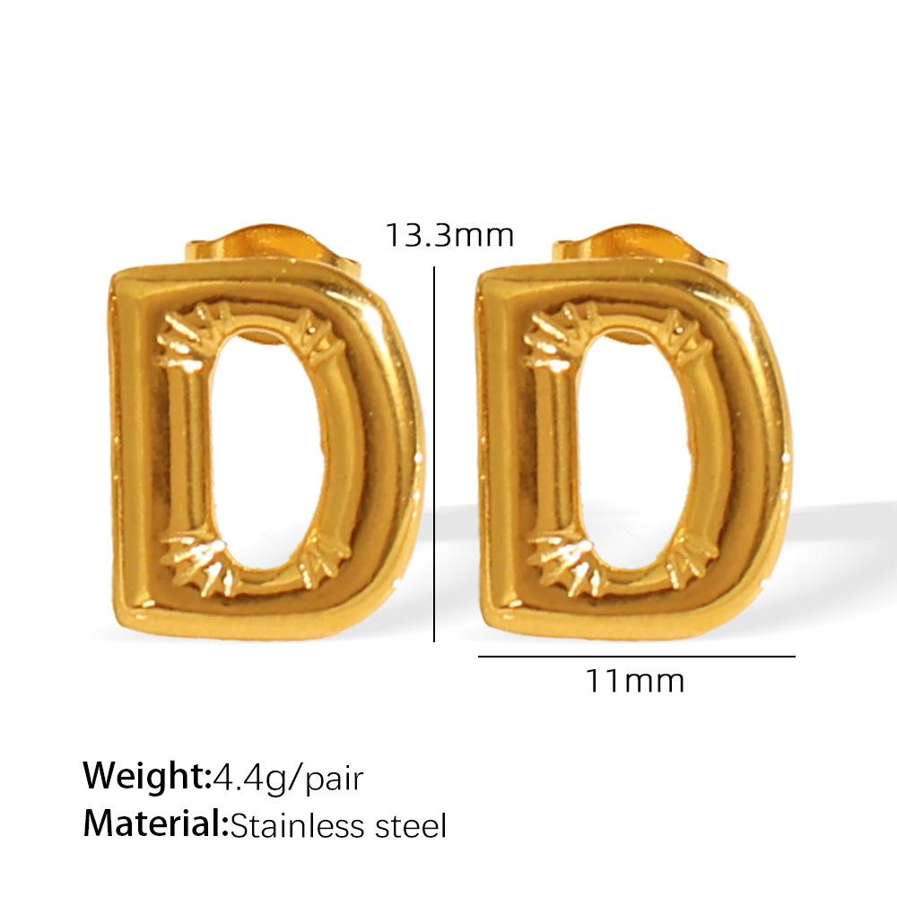 Gold Edelstahl Blase 26 Buchstaben Ohrstecker Einfache Dicke Ohrstecker