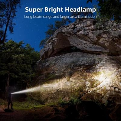 LED Wiederaufladbare Stirnlampe Superhelle Kopflampe mit 5 Modi Hohe Lumen Stirnleuchte für Outdoor Wasserdicht Camping Wandern Laufen