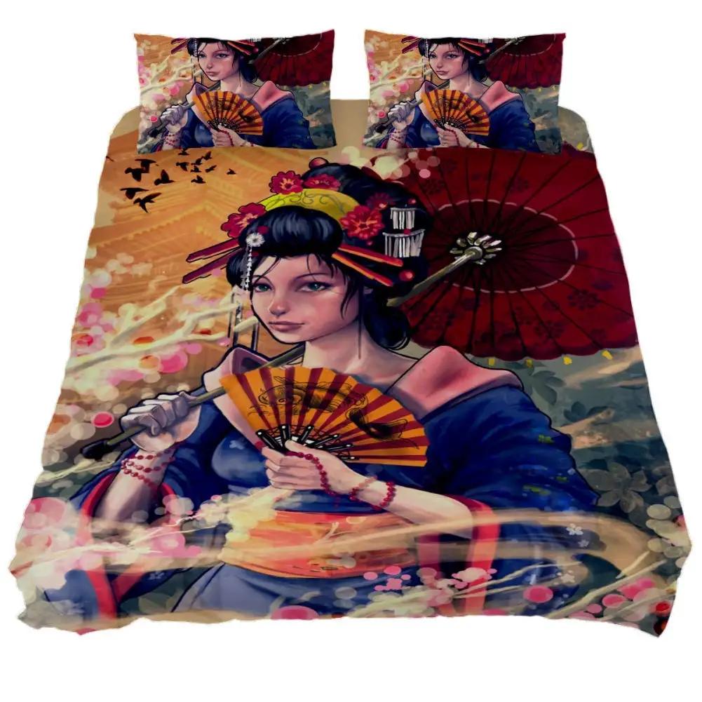 Koi Fish Duvet Cover Geisha Feeding Beast Autumn Time Culture Vibes Bedroom Decorative Japanese Style For Women Friends Gifts