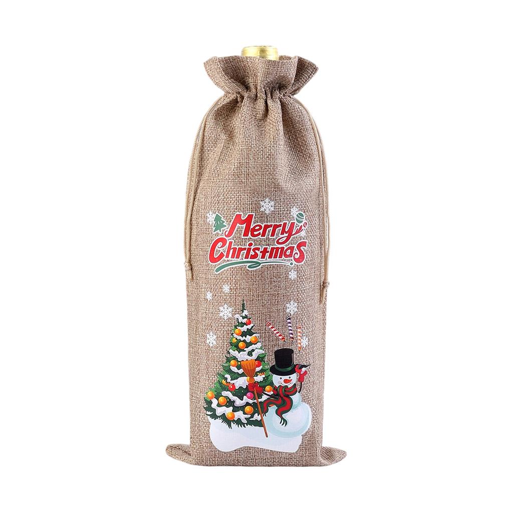 Christmas Red Wine Bag, New Linen Bottle Bag, Gift Party Red Wine Packaging Bag, Drawstring Drawstring Drawstring, Christmas Gift Bag