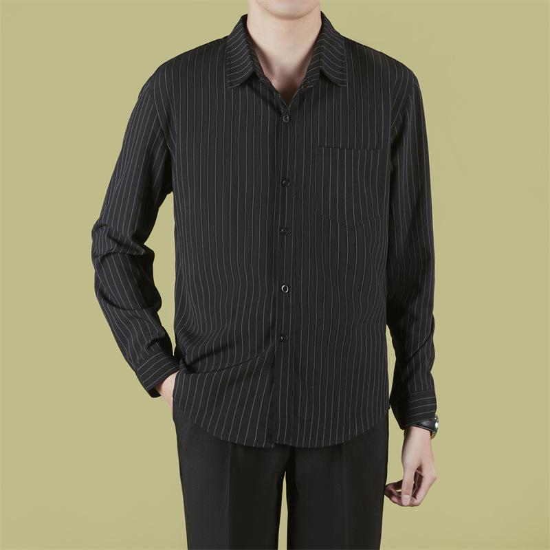 

Рубашка с длинным рукавом мужская полосатая рубашка мужская облегающая большого размера L