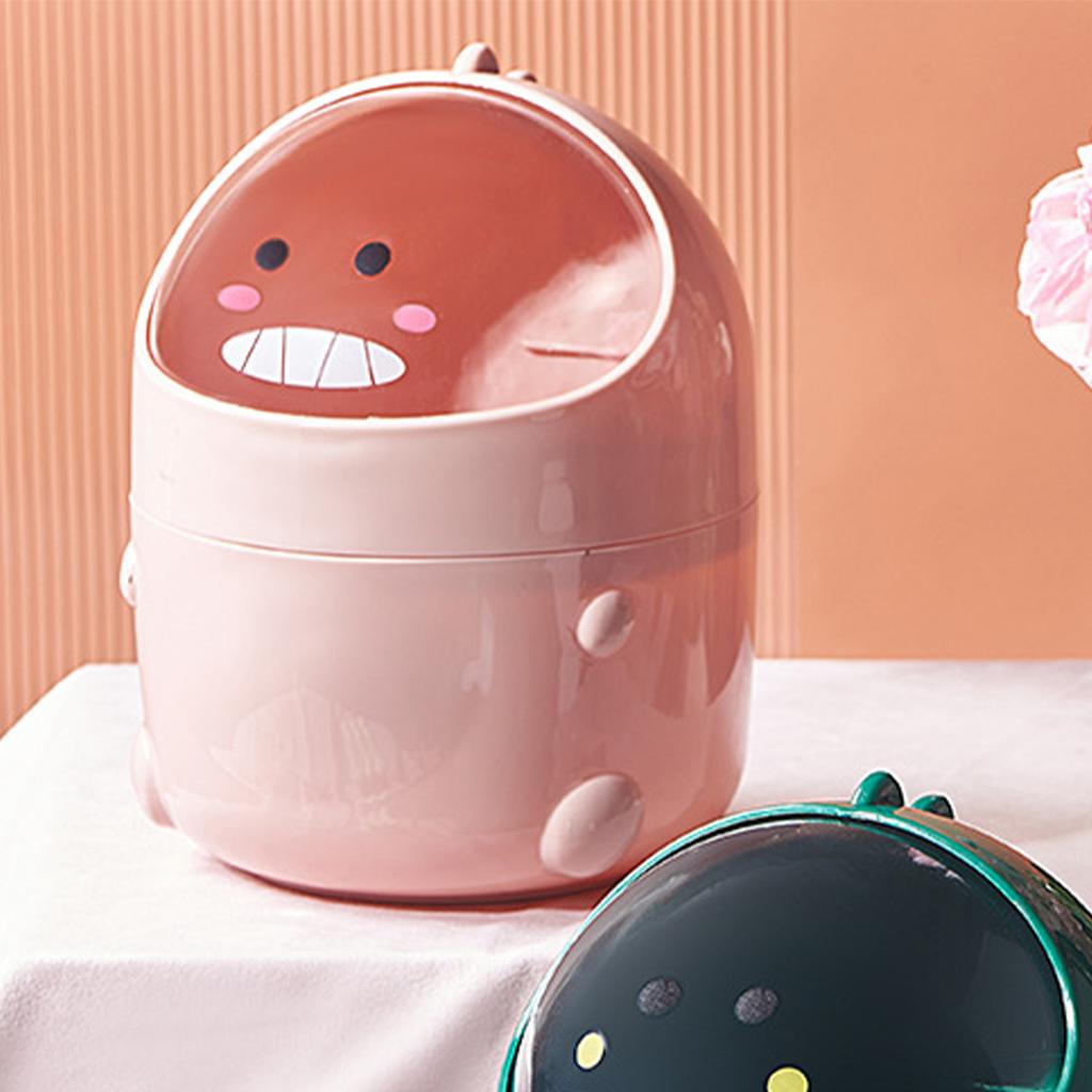 Desktop Trash Can Multifunctional Storage Bucket   Cover Cartoon Container Small Waste Bin for Home School