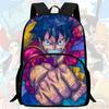 ONE PIECE Pattern Child Backpack with Front Pocket Adjustable Shoulder Strap Unisex Suitable for Boys and Girls Aged 5-9