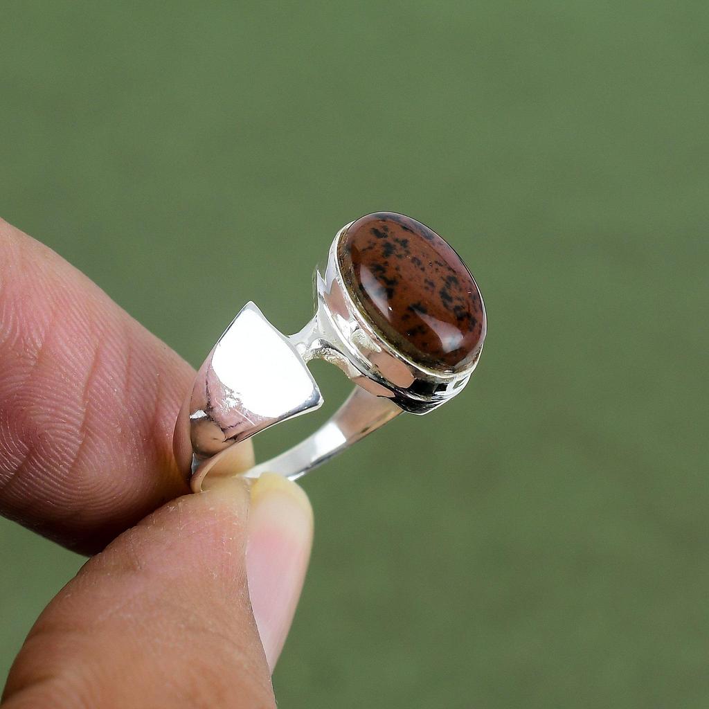 Mahogany Obsidian Ring 925 Sterling Silver Ring Latest Design Jewelry Dainty Gemstone Ring Handmade Jewelry For Gifts Available In Ring Size