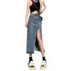 Irregular Split Denim Skirt Women's Raw Edge Casual Pear Medium Long A Line Half Bodycon Hip Skirt