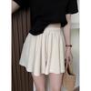 Women's High Waist Grey Pleated A-Line Culottes - Summer 2023 Casual Petite Sport Shorts