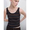MD Women Clothes Retro Stripe Skin-friendly Knitted Sling Stripe U-Neck Vest Sleeveless T-shirt 05670706401