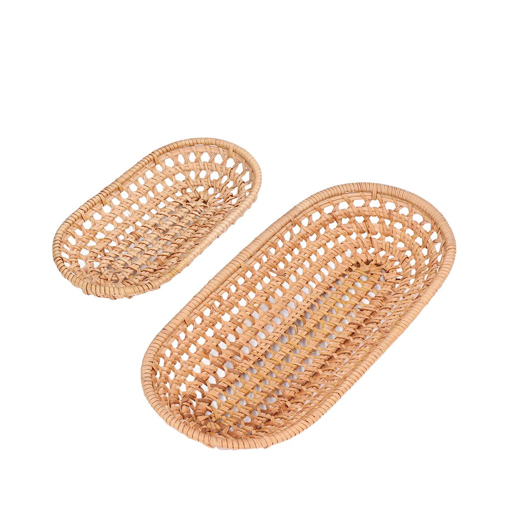 2pcs Bread Basket Handmade Rattan Storage Baskets for Bread Candy Biscuits Finger Food Fruit