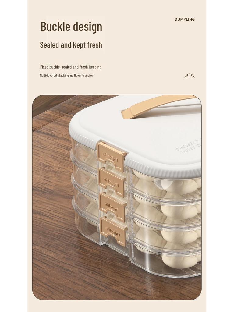 Multi-layer Transparent Dumpling Storage Box with Timer - Kitchen Food Grade Plastic