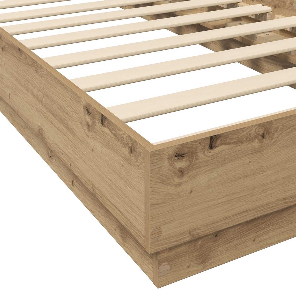 LED Bed Frame with Oak Wood Effect 80 x 200 cm