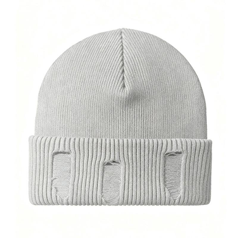 Korean-style Internet-celebrity Chic Ripped Vintage Jacquard Knit Beaniefashionable Versatile and Warm for Fall and Winter
