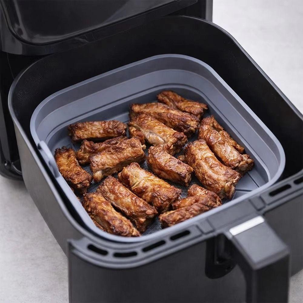 Round/Square Foldable Fryer Baking Tray Flexible Air Fryer Silicone Mat Baking