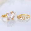 Trend Pear Square Cubic Zirconia Crystal Rings for Women s Set Gold Color Wedding Engage Accessories  Jewelry