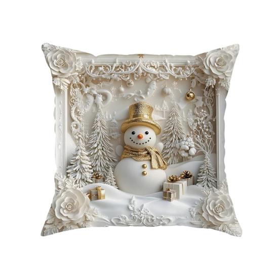 1/4Pcs 45x45CM Christmas Linen Throw Pillow Cover Santa Claus Snowman Reindeer Xmas Tree Pillow Case Living Room Bedroom Sofa Bed Square Cushion Cover