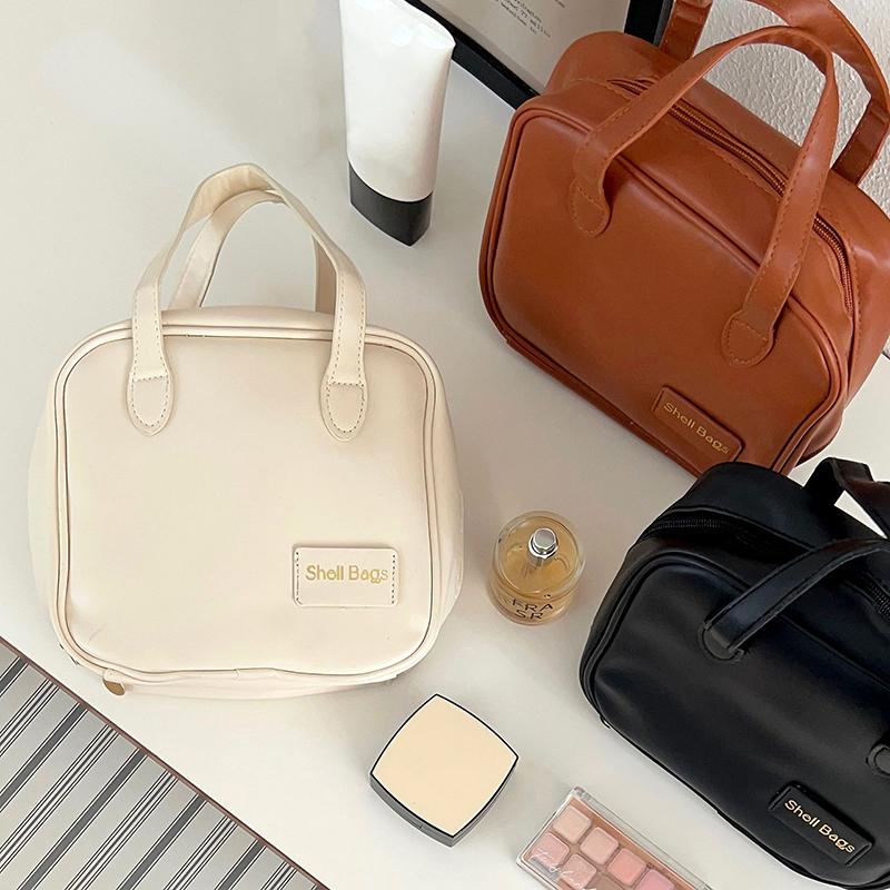 Borsa Porta Trucchi Pu da Viaggio Donna Pelle Borsa Cosmetica Portatile per Pernottamento Weekend Rossetto Profumo Beauty Pouch