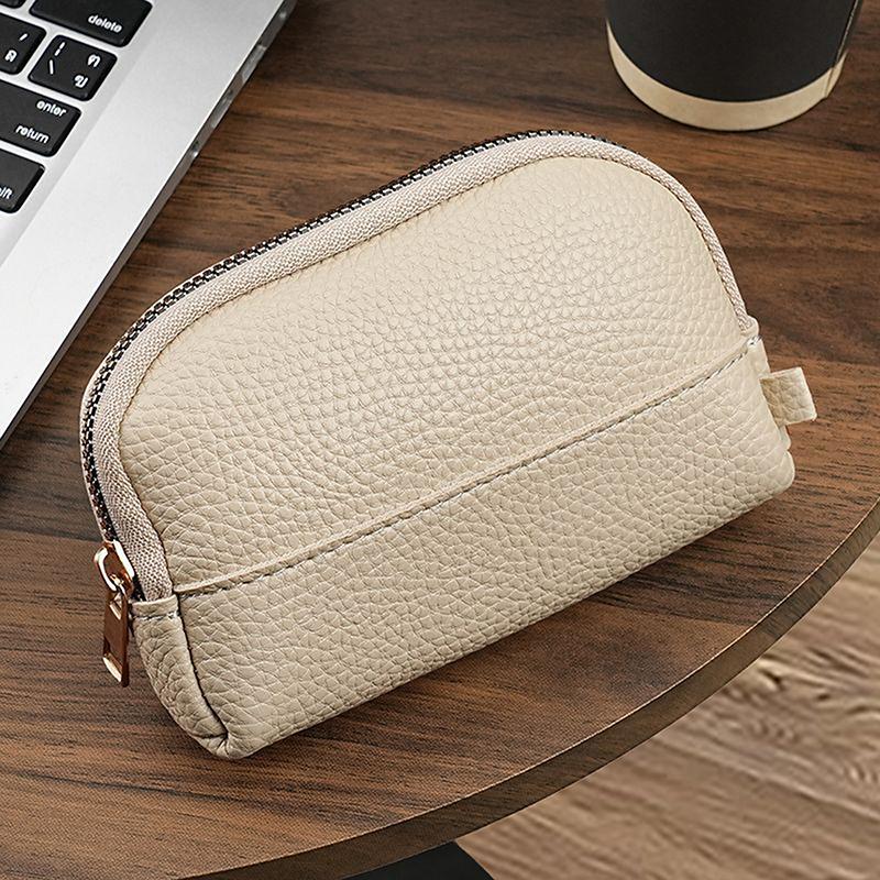 Vintage Coin Purse Solid Color Minimalism Key Bag Lipstick Earphone Storage Bag Daily Portable Zipper Clutch Bag Small Wallet