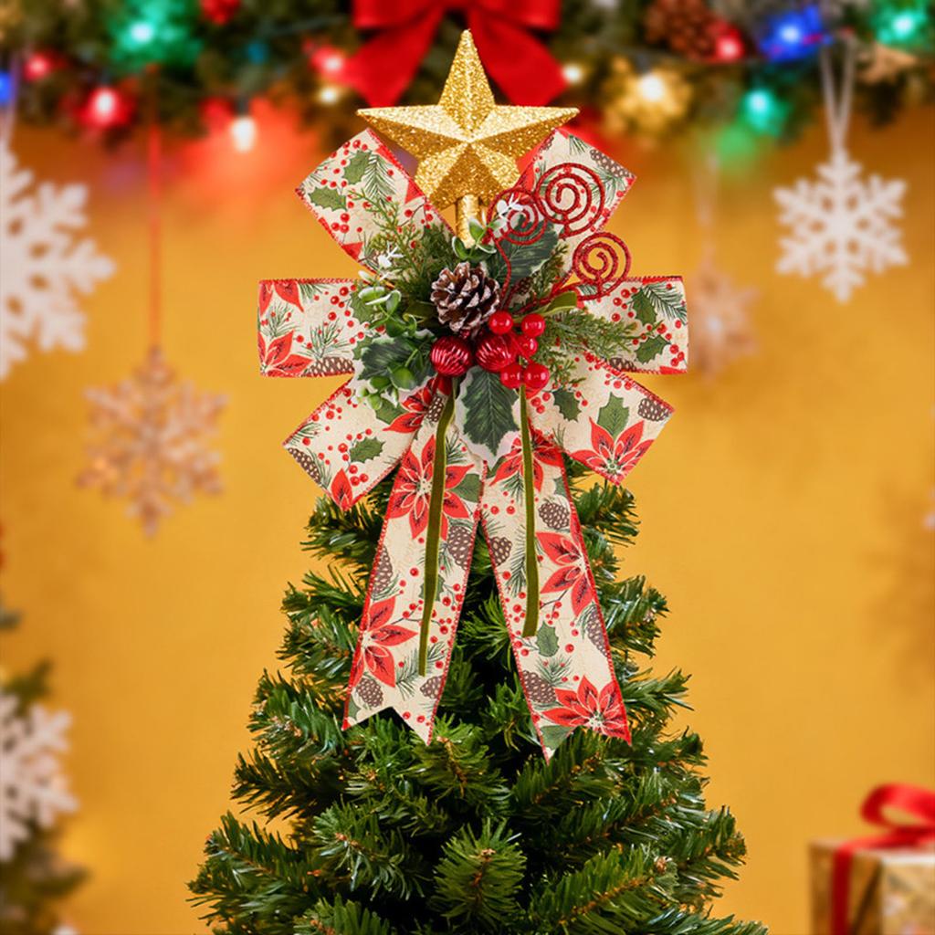 Christmas Decorations High-end Gold Velvet Bow Christmas Flocking Bow Large Red