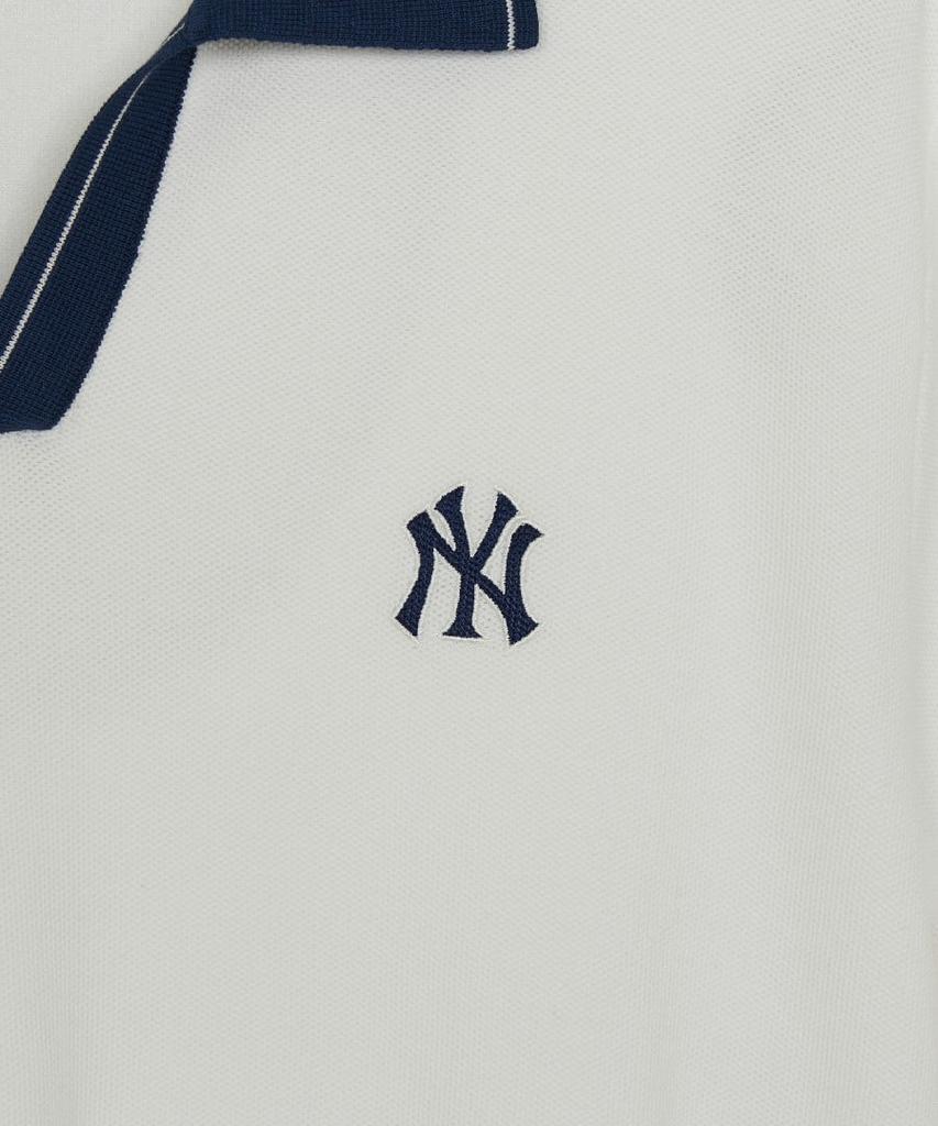 Emelbi Varsity Tuck Knit Open Collar Short Sleeve Knit Ny (Ivory)